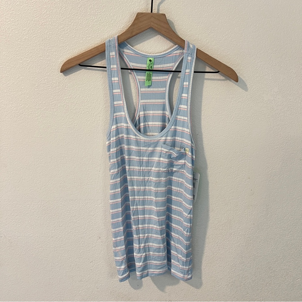 Honeydew‎ Intimates Super Soft Ribbed Light Blue Striped Scoop Neck Tank Top S
